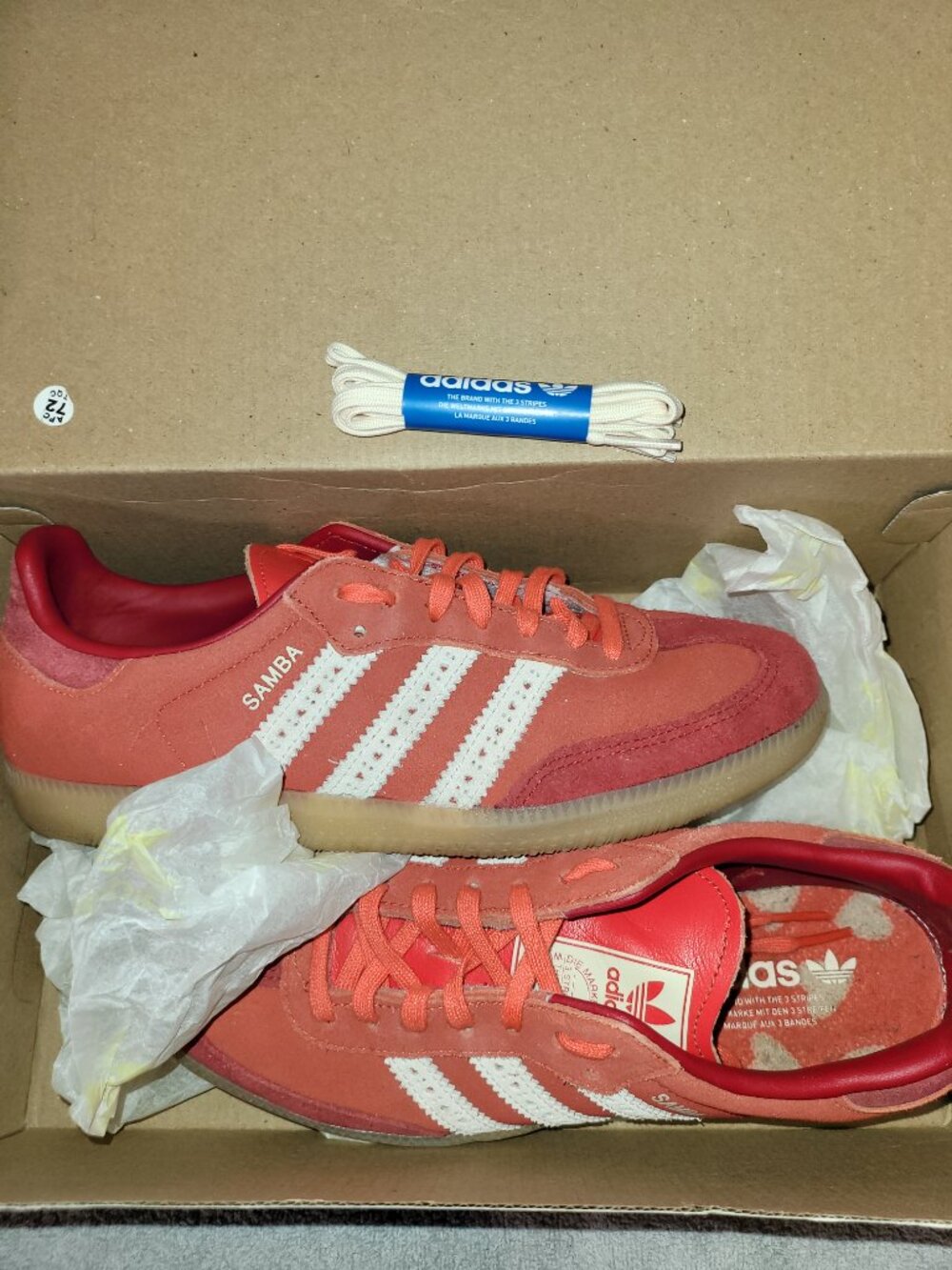 Adidas Samba Big Kid's Size 7 Muted Red White Tan Gum Sneakers JS3526 (#2257)